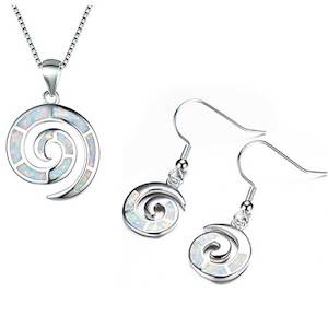 925 Sterling Silver Koru Jewellery Set "Amiria" (White)