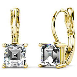 18K Yellow Gold Crystal Earrings "Tipene" (Crystal)