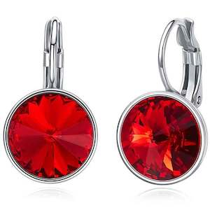 Silver Drop Earrings Crystal "Janelle" (Red)