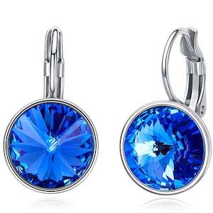 Silver Drop Earrings Crystal "Janelle" (Blue)