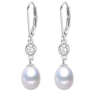 925 Sterling Silver Crystal and Pearl Earrings "Cheryl"