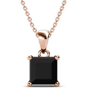 Rose-Gold Crystal Necklace "Tipene" (Black)