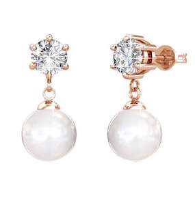 Rose Gold Stud Crystal Pearl Earrings "Tanya"