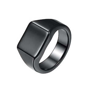 Plain Black Men's Signet Ring "Anton"