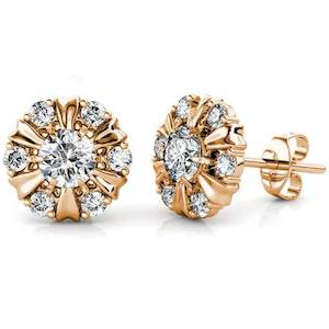 Rose-Gold Stud Crystal Earrings "Carolina"