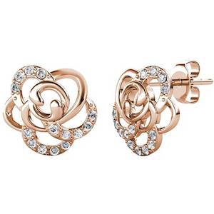 Rose-Gold Crystal Stud Earrings "Roza"