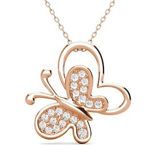 Rose-Gold Crystal Butterfly Necklace "Averill"