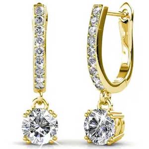 18K Gold Huggie Crystal Earrings "Lara"