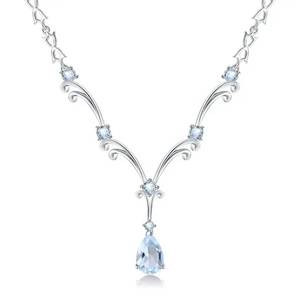 925 Sterling Silver Necklace with Sky Blue Topaz "Edina"