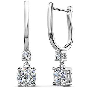 925 Sterling Silver Drop Moissanite Earrings "Cara"