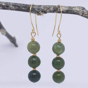 Gold Drop Earrings "Ardesia" (Green Jade)