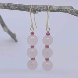 Gold Drop Earrings "Ardesia" (Rose Quartz)