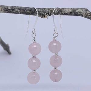 Silver Drop Earrings "Ardesia" (Rose Quartz)