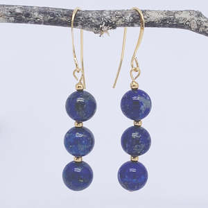 Gold Drop Earrings "Ardesia" (Lapis Lazuli)