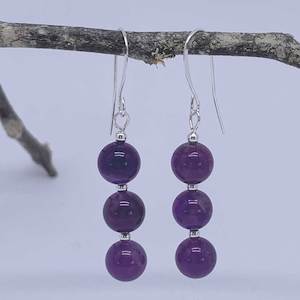 Silver Drop Earrings "Ardesia" (Amethyst )