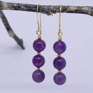 Gold Drop Earrings "Ardesia" (Amethyst)