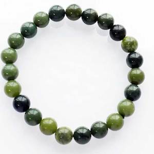 Stretch Bracelet with 8mm round gemstones "Mala" (Green Jade)