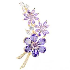 Gold Purple Flower Brooch "Vinette"