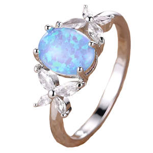 Silver Blue Opal Ring "Milena"