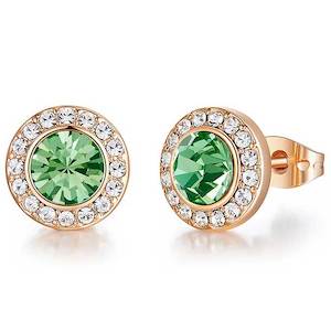 Rose-Gold Crystal Stud Earrings "Briar" (Peridot)