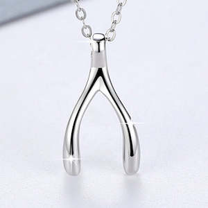 925 Sterling Silver Wishbone Pendant Necklace "Wishes"