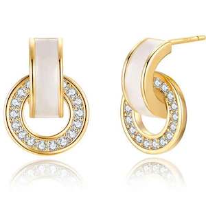 18K Gold Shell Crystal Drop Earrings "Abbilene"