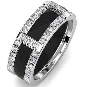 18K White Gold and Black Dress Ring "Ebony"