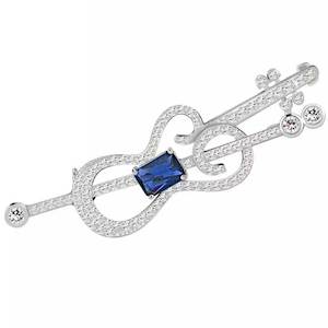 925 Sterling Silver Brooch "Musicale" (Blue)