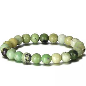 Stretch Bracelet with 8mm round gemstones "Mala" (Chrysoprase)