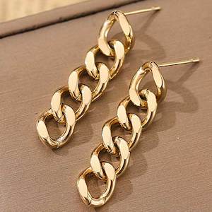 14K Gold Drop Chain Earrings "Hillary" (35mm)