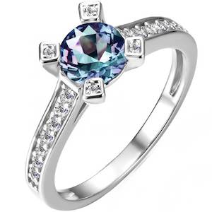 18K White Gold Alexandrite Engagement or Dress Ring "Jarelle"