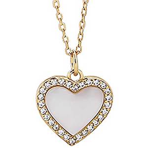 18K Gold Heart Necklace with CZ Diamonds "Irene"