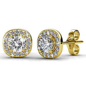 18K Gold Crystal Stud Earrings "Emmelly"