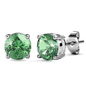 18K White Gold Crystal Stud Earrings "Sita" (Peridot)