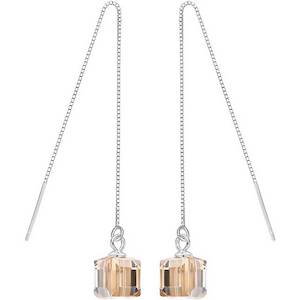 925 Sterling Silver Crystal Threader Earrings "Julie" (Champagne)