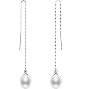 Direct selling - jewellery: 925 Sterling Silver Threader Earrings with AAA Grade Pearls "Clara" (White)