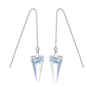 925 Sterling Silver Crystal Threader Earrings "Elara" (Crystal)