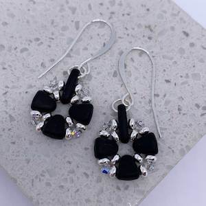 Silver Drop Earrings "Baku" (Black)