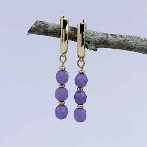 18K Gold Dangle Violet Earrings "Fialova"