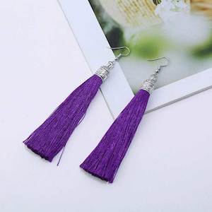 Silky Tassel Earrings 11cm "Juno" (Purple)