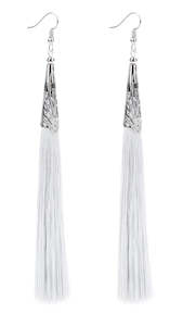 Long Silky Tassels 14cm "Bolero" (White)