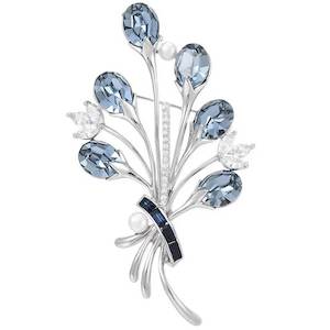 Blue Flower Spray Brooch