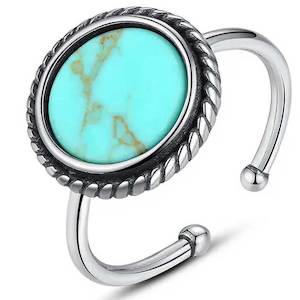 925 Sterling Silver Adjustable Turquoise Ring "Turlene"