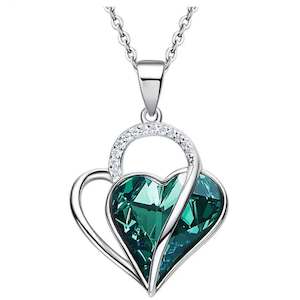 Silver Heart Necklace "Carlotta" (Green)