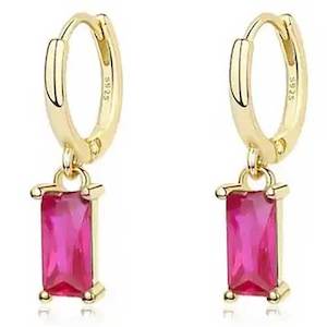 Direct selling - jewellery: 18K Gold CZ Diamond Huggie Earrings "Lucy" (Pink)