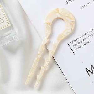 Hair Fork with Ridges "Pauline" (White)