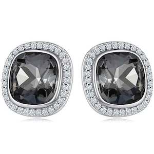 Silver Black Crystal Stud Earring "Lyselle"