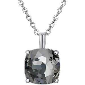 Silver Black Crystal Necklace "Panther"