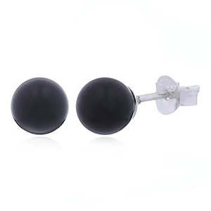 925 Sterling Silver Black Agate Stud Earrings "Mayley"