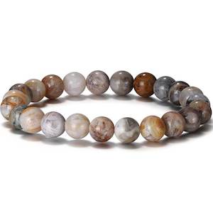 Stretch Bracelet with 8mm round gemstones "Mala" (Botswana Agate)